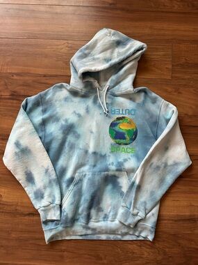 NASA Tie-Dye Blue 'Outer Space' Graphic Hoodie Size Men’s Medium